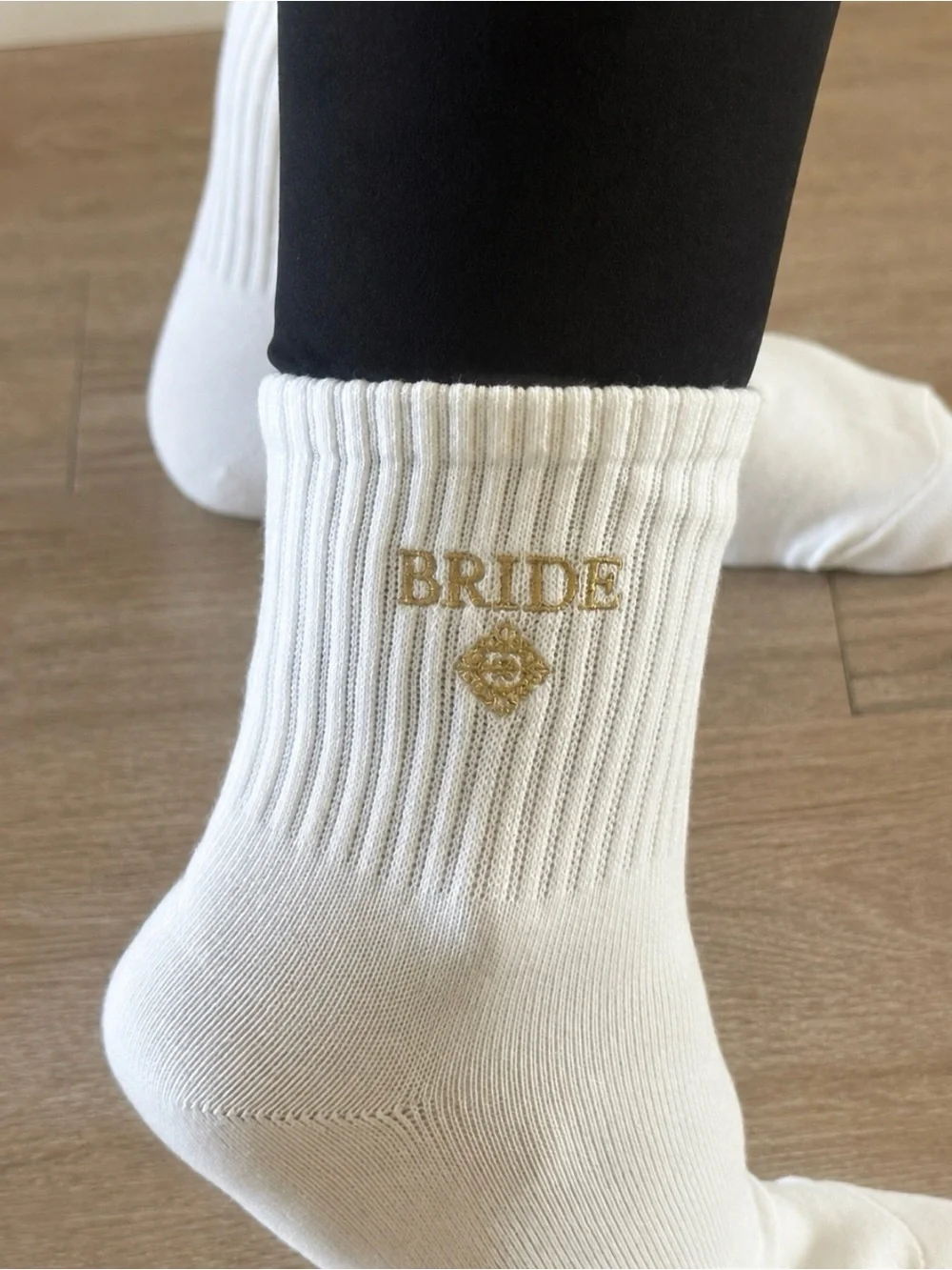 BRIDE Embroidered Ivory Socks with Bōda Pouch